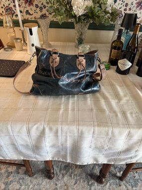 Bed Stu Teal Bruno Leather Shoulder Bag